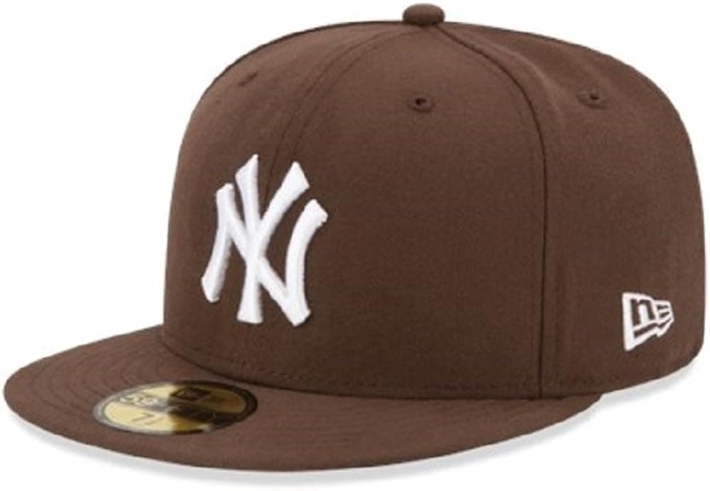 New Era Men's 59fifty New York Yankees MLB Basic Walnut Brown Hat Cap (7 3/8)