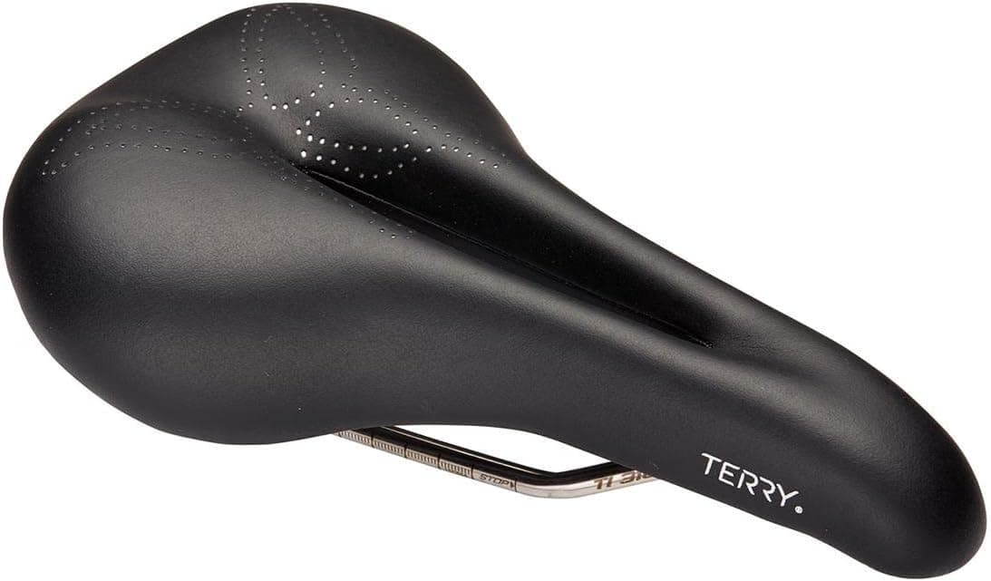 Terry Butterfly Ti Gel Bike Saddle - Bicycle Seat for Women - Flexible & Comfortable - Smooth Black Leather