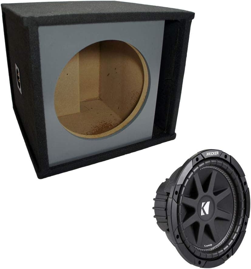 ASC Package Single 12" Kicker Sub Box Vented Port Paintable Subwoofer Enclosure C12 Comp 300 Watts Peak