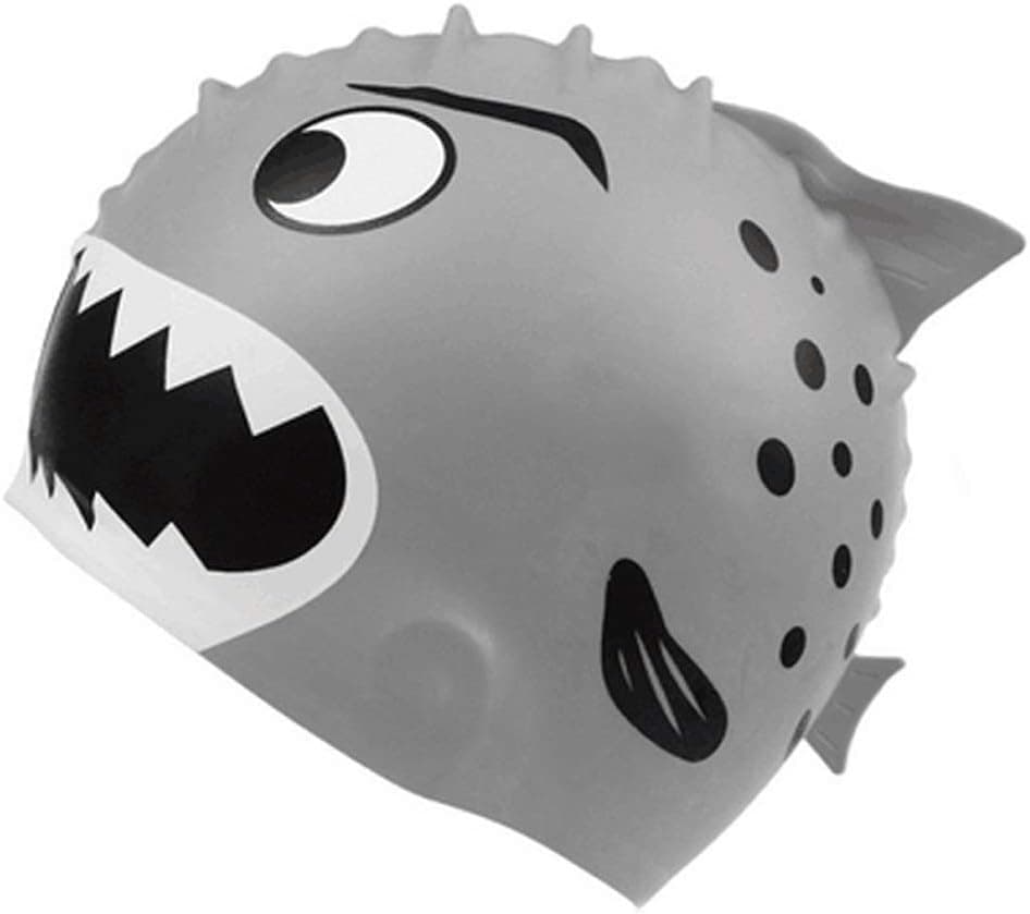 Kids Swimming Cap, Cute Silicone Swim Caps for Kids Boys & Girls - Shark Minnows Shape Fun Design (Shark A)