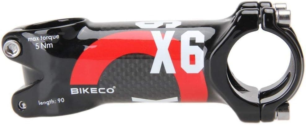 Bikeco New Carbon Fiber Bike Stem,Lightweight Aluminum+Carbon Fiber Bike Handlebar Stem,Mountain Bicycle Stem Road Bicycle Stem ø31.8x80/90/100/110mm 7 Degrees Stem 3K Gloss (Red, 90)