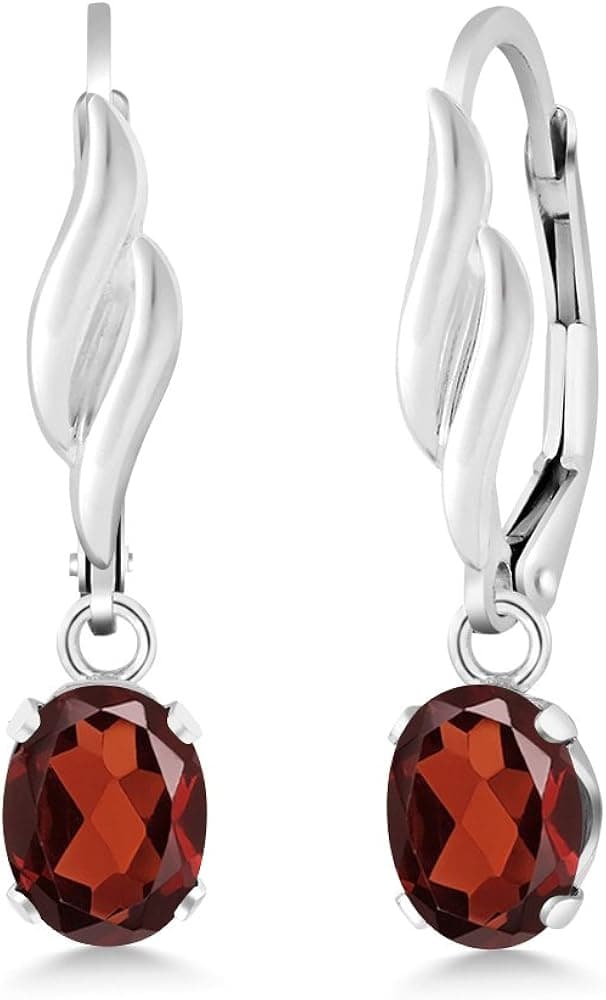 Gem Stone King 1.80 Ct Oval Red Garnet 925 Sterling Silver Earrings