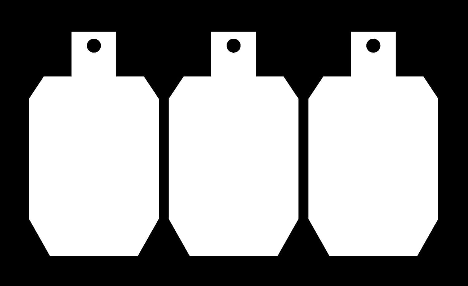 12in.Tall IDPA/ISPC Pistol Targets - 3/8in. Steel Targets - 3pc. Metal Plate Set