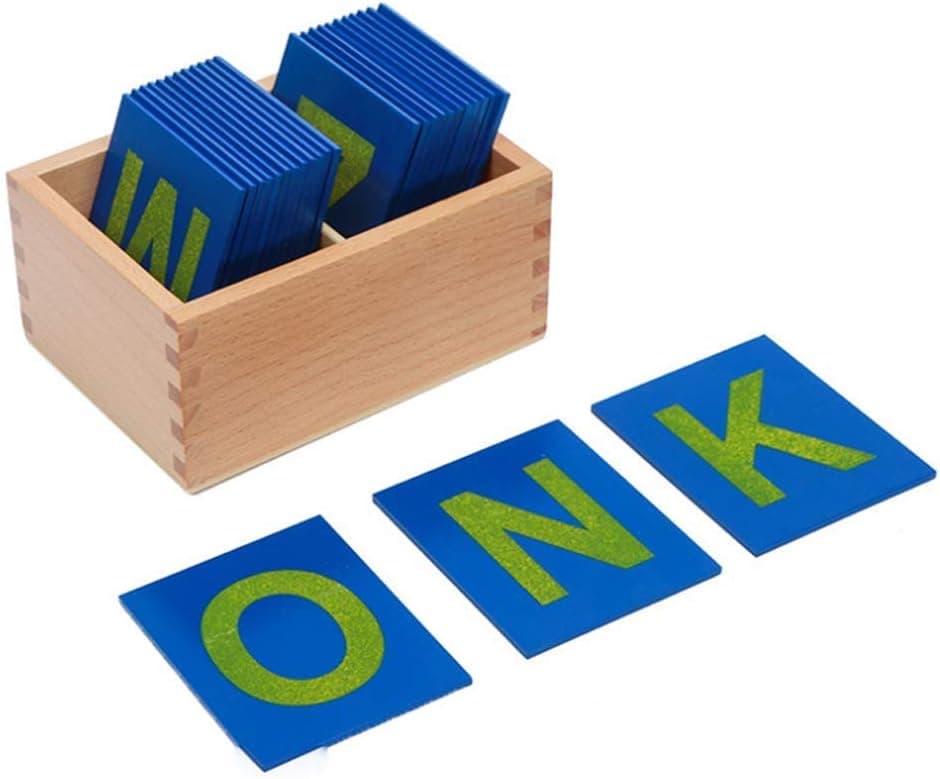 LEADER JOY Montessori Lower Case Sandpaper Tactile Alphabet Letters w/ Box