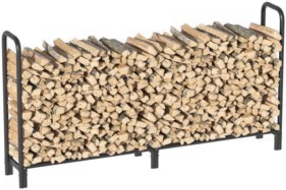 8ft Firewood Rack Outdoor Heavy Duty Firewood Storage Rack Log Holder Outdoor Steel Tubular Easy Assemble Log rack Fire Wood Rack for Patio Deck Log Storage Stand for Outdoor Fireplace Tool