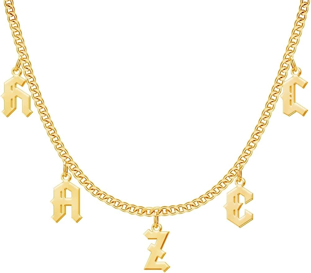 Yopicks Custom Initial Necklace, Personalized Name Necklaces for Women 14K Gold Plated Letter Necklace Name Necklace Mama Necklace | Graduation Gifts Birthday Gifts for Women Girl