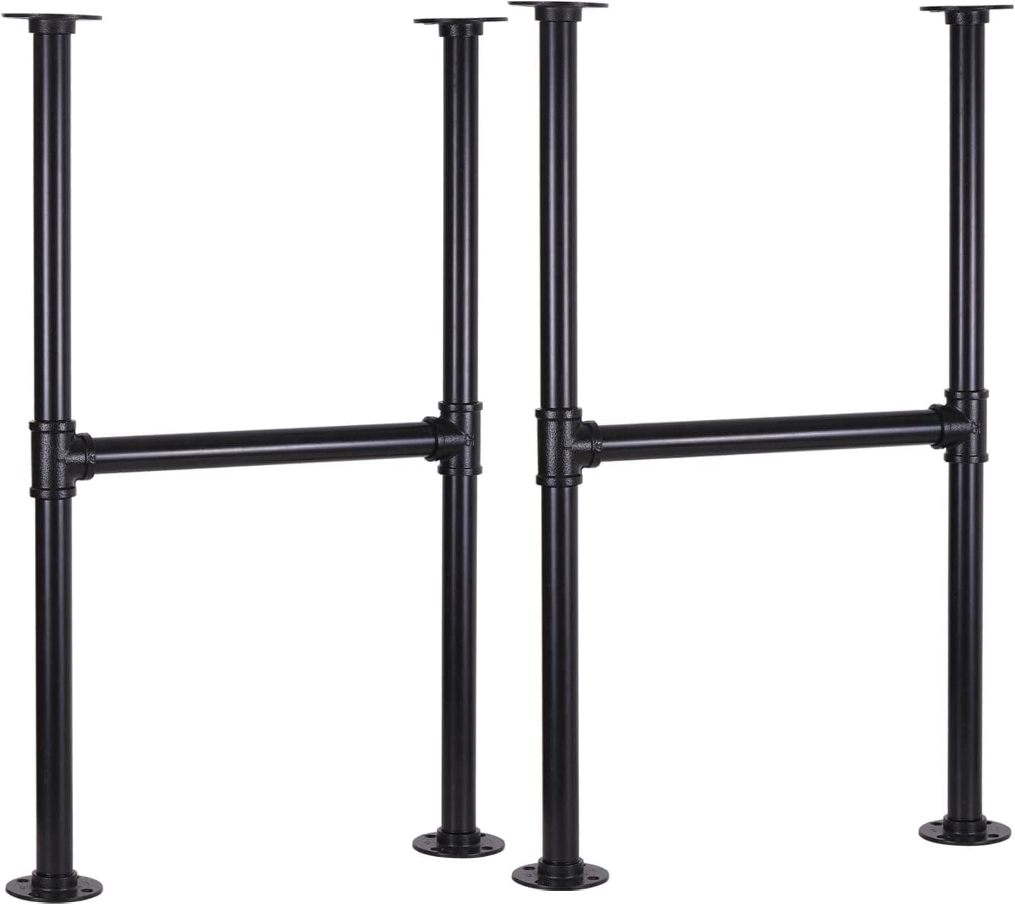 MUZIK 2 Pack 30 Inch Industrial Table Leg Set, Grey Steel Metal Pipes Vintage Furniture, for Coffee and End Table Legs, 30 in H x 14 in W