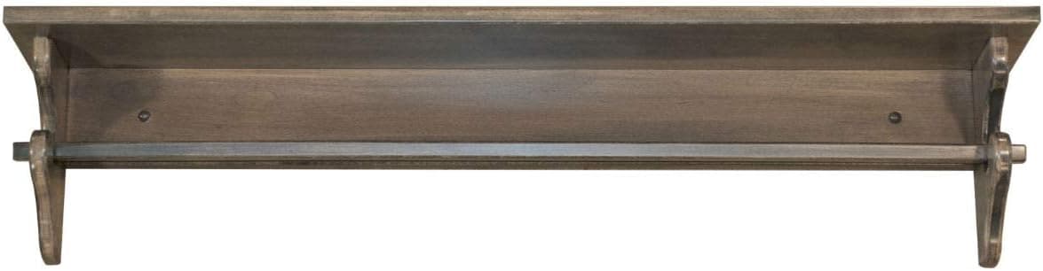 RRD Mounted Quilt Rack with Shelf – Amish Made Quilt Hangers for Wall Hangings with Display Shelf – Rustic Quilt Wall Hangers for Twin to King Blankets (Brown Maple Wood, Grey Stain, 42” L)