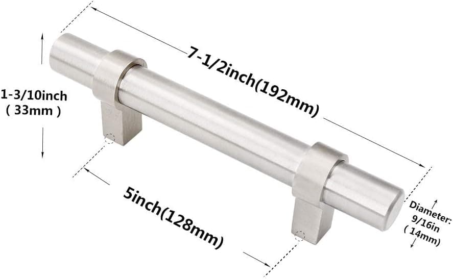 homdiy 5in Cabinet Pulls Brushed Nickel - 25 Pack HDT16SN Nickel Cabinet Handles Kitchen Cabinet Hardware Pulls Bathroom Drawer Pulls