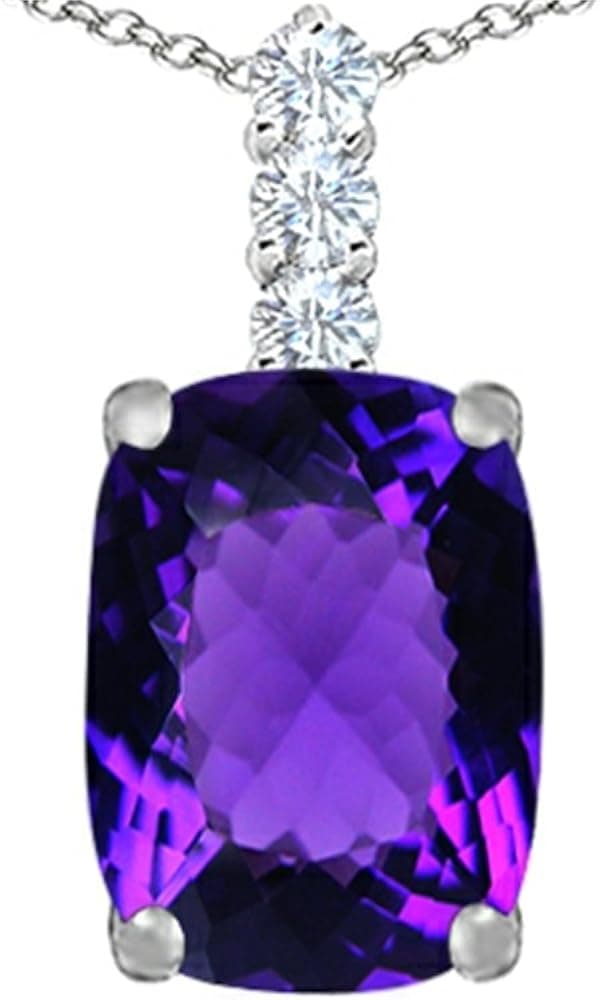 Star K Sterling Silver Large 14x10mm Cushion Cut Pendant