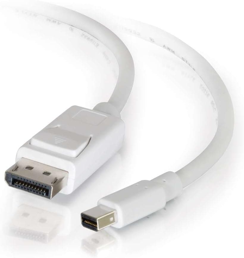 C2G Mini Display Port to Display Port Adapter, Male to Male, White, 10 Feet (3.04 Meters), Cables to Go 54299