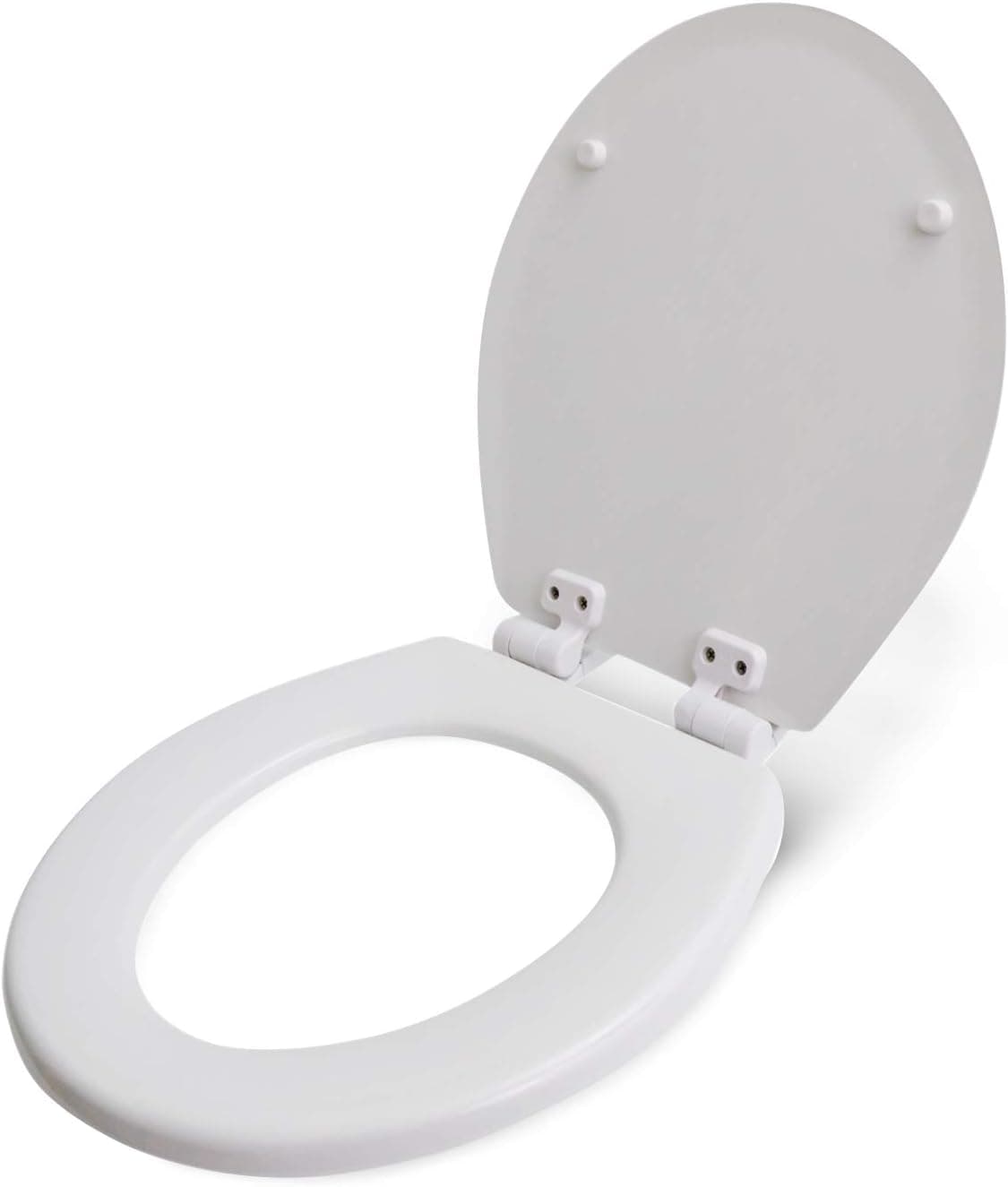 Highcraft W2TSWR Round Molded Wood Toilet Seat Easy Remove ? Adjustable Hinge, White