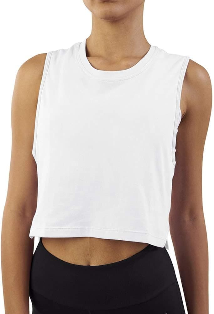 Bestisun Womens Cute Sports Crop Tops Workout Tank Cropped Shirts Athletic Wear Gym Clothes