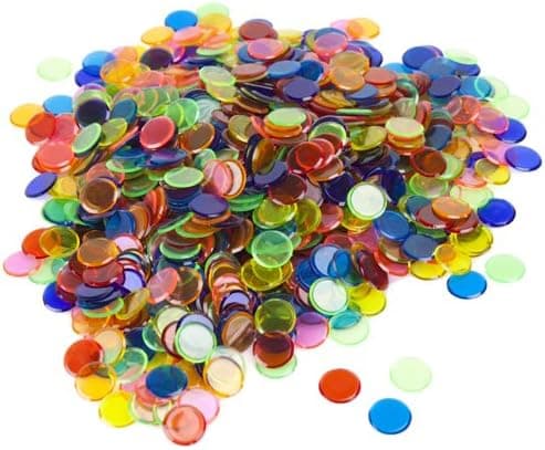 Brybelly Royal Bingo Supplies| Translucent 3/4" Bingo Markers|Plastic|Bright Colors|for Replacement or Expansion| Mixed - 1000 Count