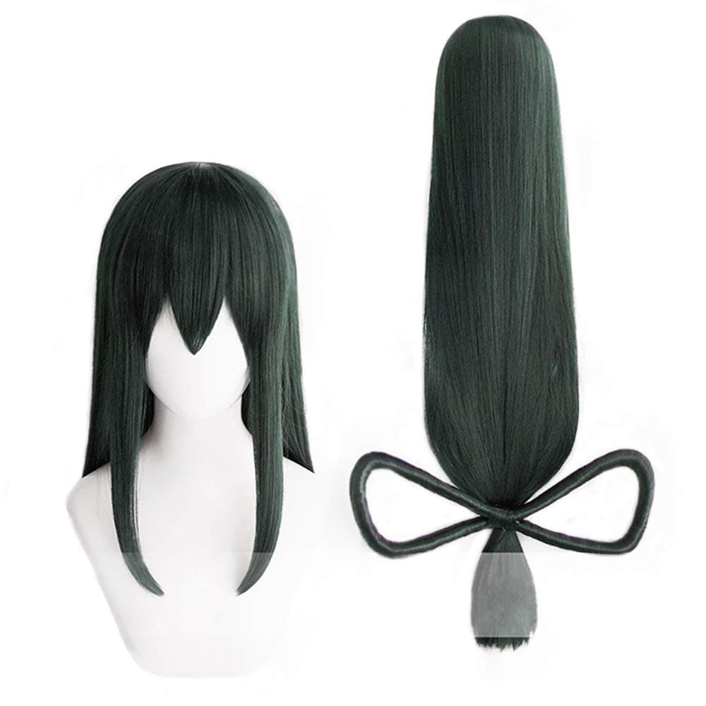 magic acgn Long Straight Length: 35 inch with Bow Dark Green Women Cosplay Costume Christmas Halloween Wig