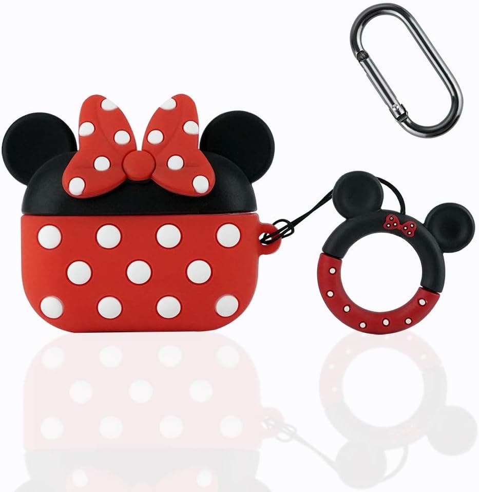 AirPods Pro Case, 3D Cute Cartoon Minnie AirPod Pro Case, Cartoon Silicone Shockproof Case, with Ring Hood and Suitable for AirPods Pro 3 (Minnie)