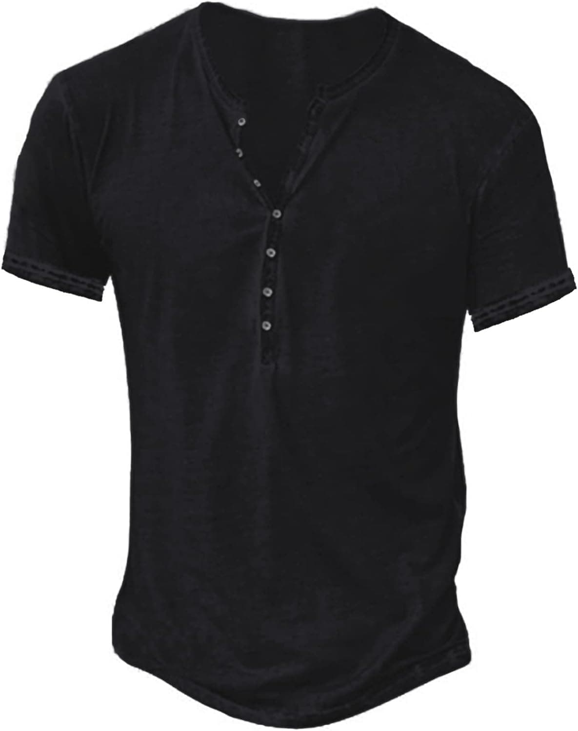 Mens Henley Shirts Short Sleeve V Neck Tee Shirts Casual Button Down Washed T-Shirts for Men