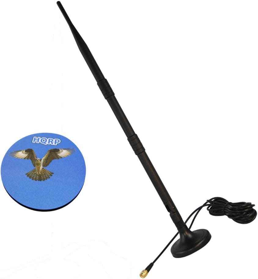 HQRP KIT: WiFi Booster Wireless Antenna Plus RP-SMA Male to Female RG174 Antenna Socket Base Compatible with D-Link Antenna DWL-7100AP / WDA-1320 / DWL-AG530 / DWL-G820 / DWL-G800AP / DWL-G700AP