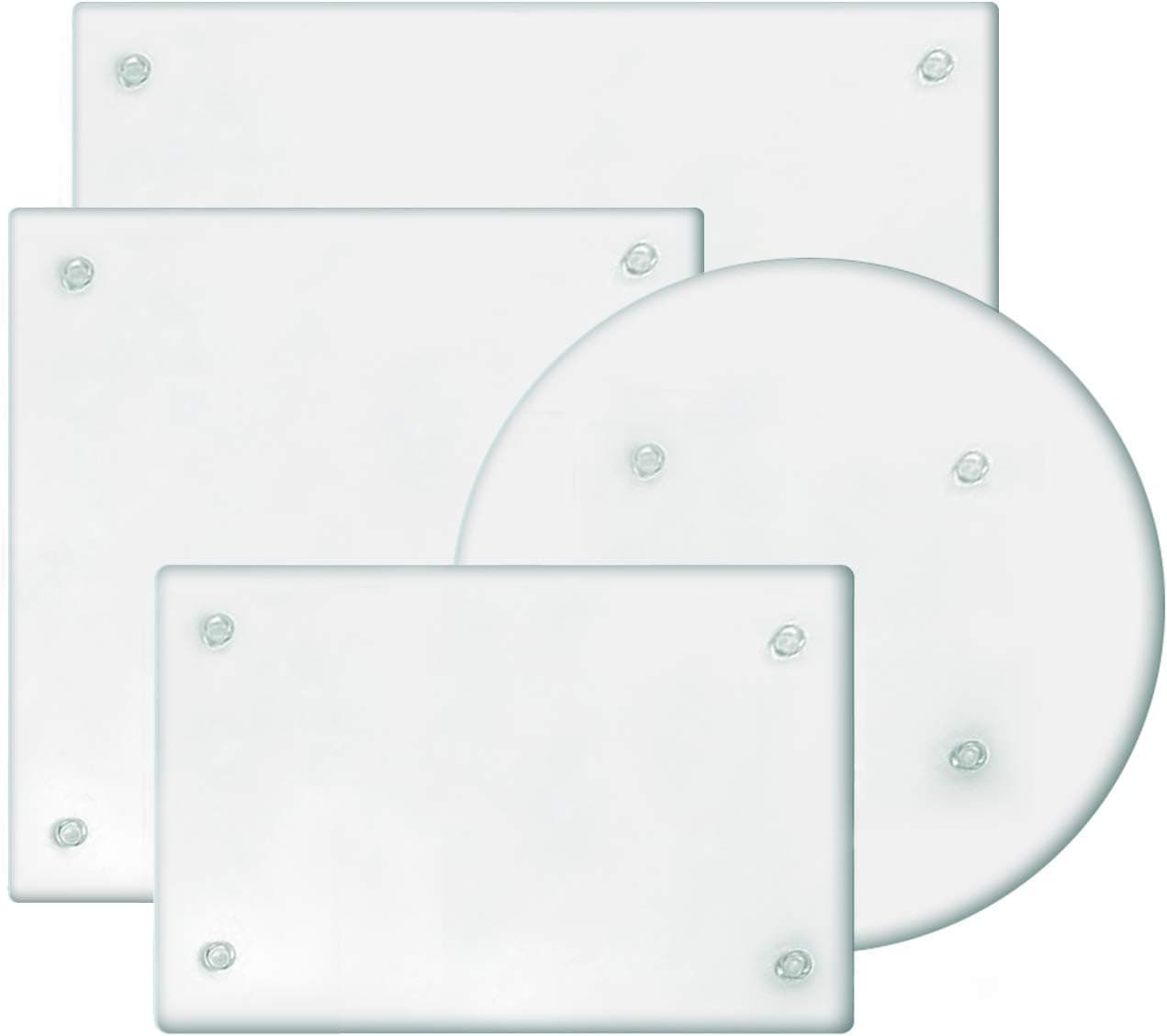 FANYUSHOW Tempered Glass Cutting Board Set of 4, The Place Mat,Shape Variety Cutting Board with Tempered Glass, Clear Glass – Scratch Resistant, Heat Resistant, Shatter Resistant, Dishwasher Safe.