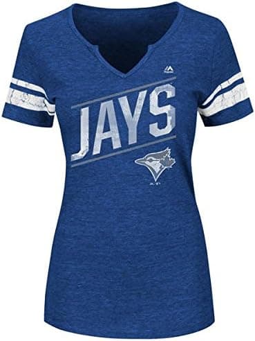 Majestic Women's MLB Plus Success is Earned Notch V-Neck T-Shirt (Plus 4X, Toronto Blue Jays)