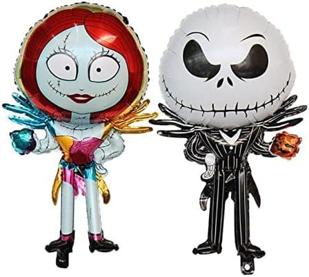 Jack Skellington (Skeleton) Balloons Jack and Sally Nightmare Before Christmas Decoration Happy Birthday Balloons Halloween Party NBC Balloons BundleNight Before Christmas Balloons