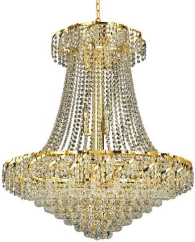 Elegant Lighting ECA1D30G/RC Belenus 38-Inch High 18-Light Chandelier, Gold Finish with Crystal (Clear) Royal Cut RC Crystal