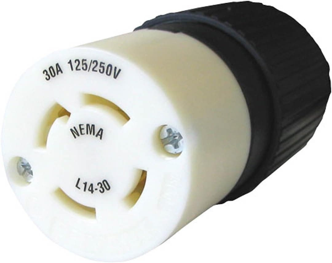 Voltec 12-00240B Professional Grade 30-Amp L14-30R Straight Blade Connector, 125/250 Volt