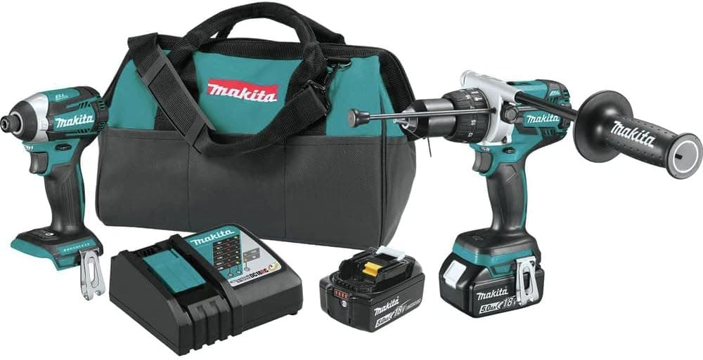 Makita XT268T-R 18V LXT Brushless Lithium-Ion 1/2 in. Cordless Hammer Drill/ Impact Driver Combo Kit (5 Ah) (Renewed)