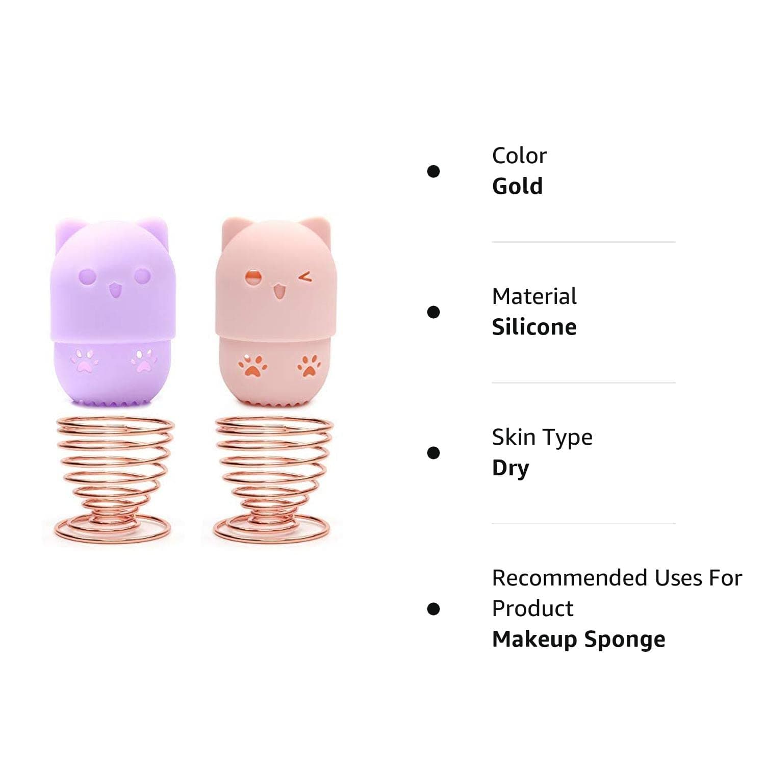 Ozazuco Beauty Sponge Blender Container/2 Beauty Sponge Travel Case and 2 Makeup Sponge Drying Holder/Cute Cat Silicone Makeup Sponge Travel Carrying Case/Beauty Sponge Holder Dry Rack Easy To Carry