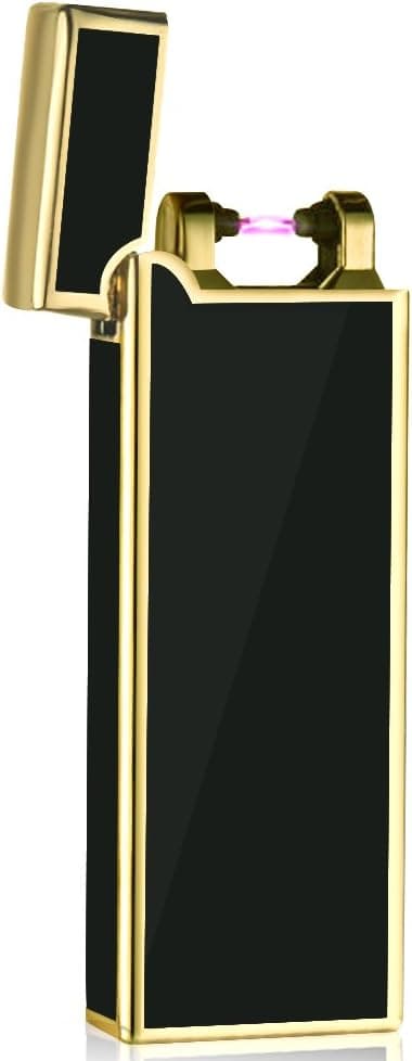 Yukiss Windproof Arc Lighter - Just Shake it for Ignition and USB Rechargeable, (Shiny Golden Finish with Black)