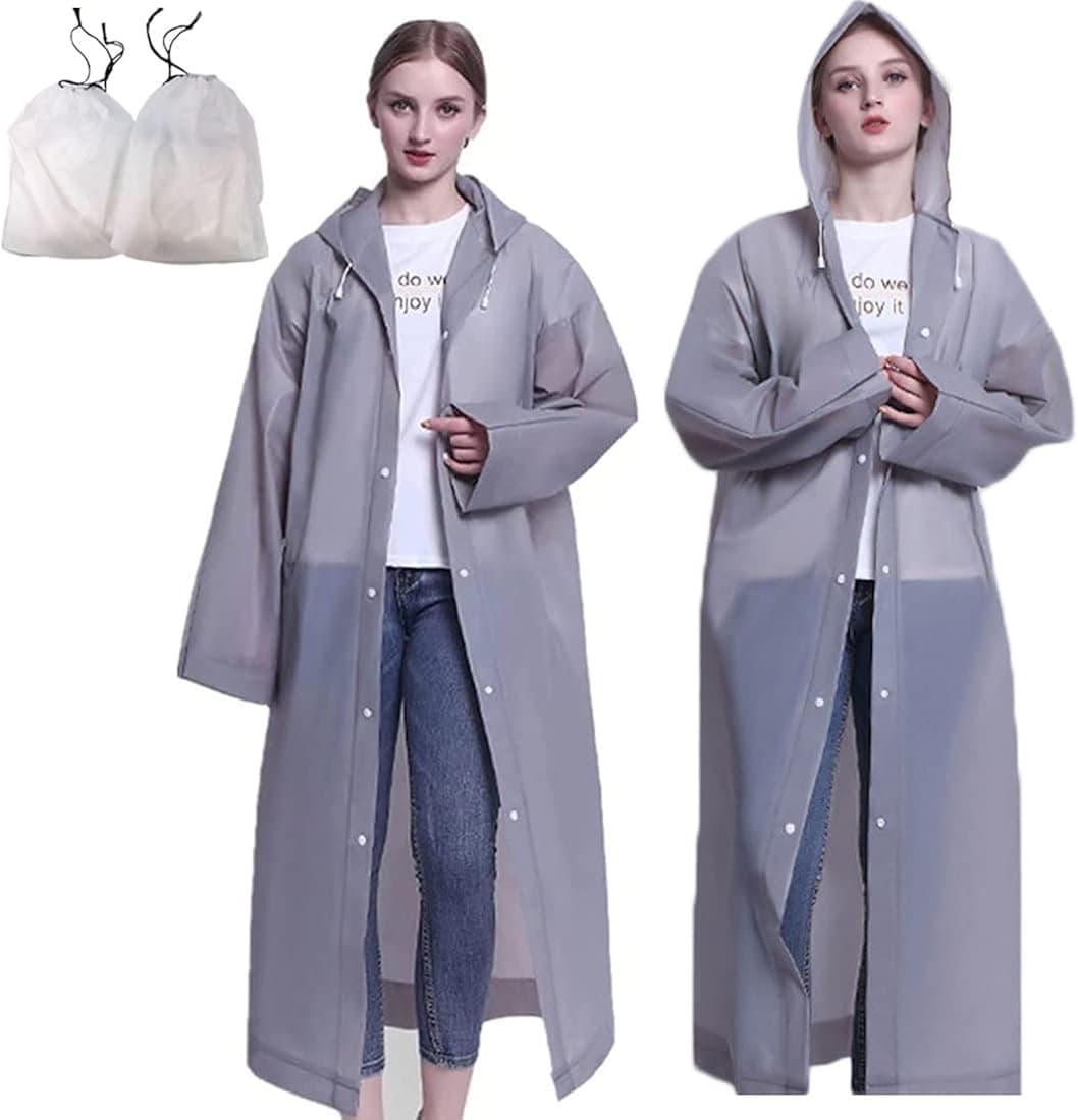 DeeerYa 2 Pack Rain Ponchos for Adults Reusable Rain Coats for Women Mens Rain Jacket Waterproof Raincoat with Hood