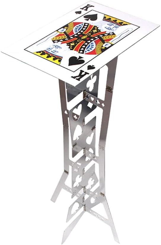 Enjoyer Aluminum Alloy Magic Folding Table Poker Table for Magicians Accessories Magic Tricks Stage Illusions Gimmicks (Silver)