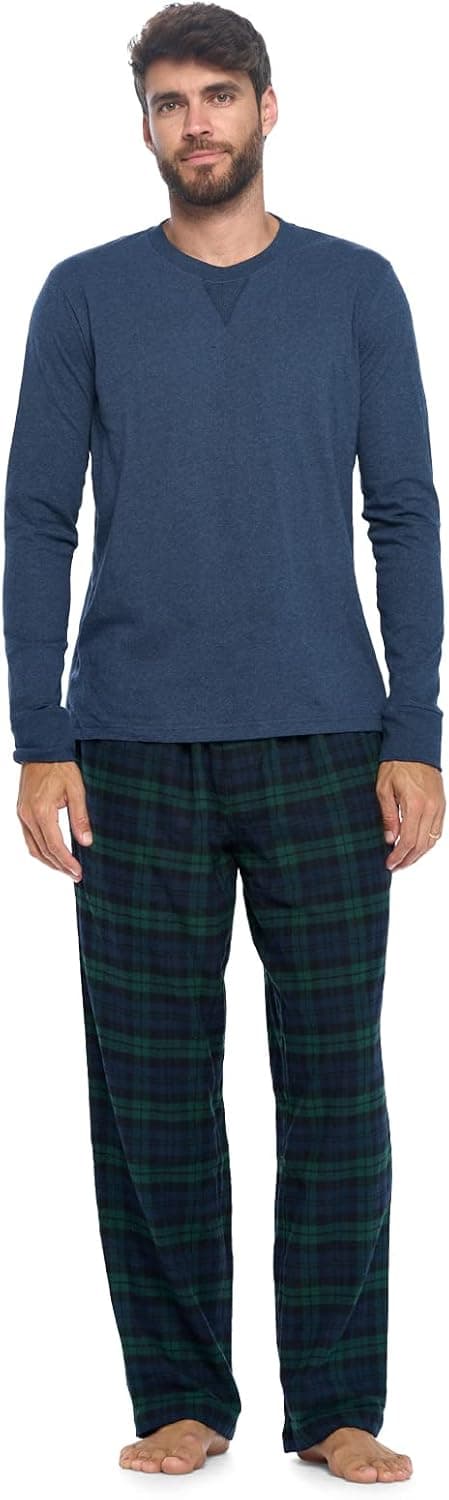 Ashford & Brooks Mens Flannel Long-Sleeve Top and Flannel Bottom Pajama Set