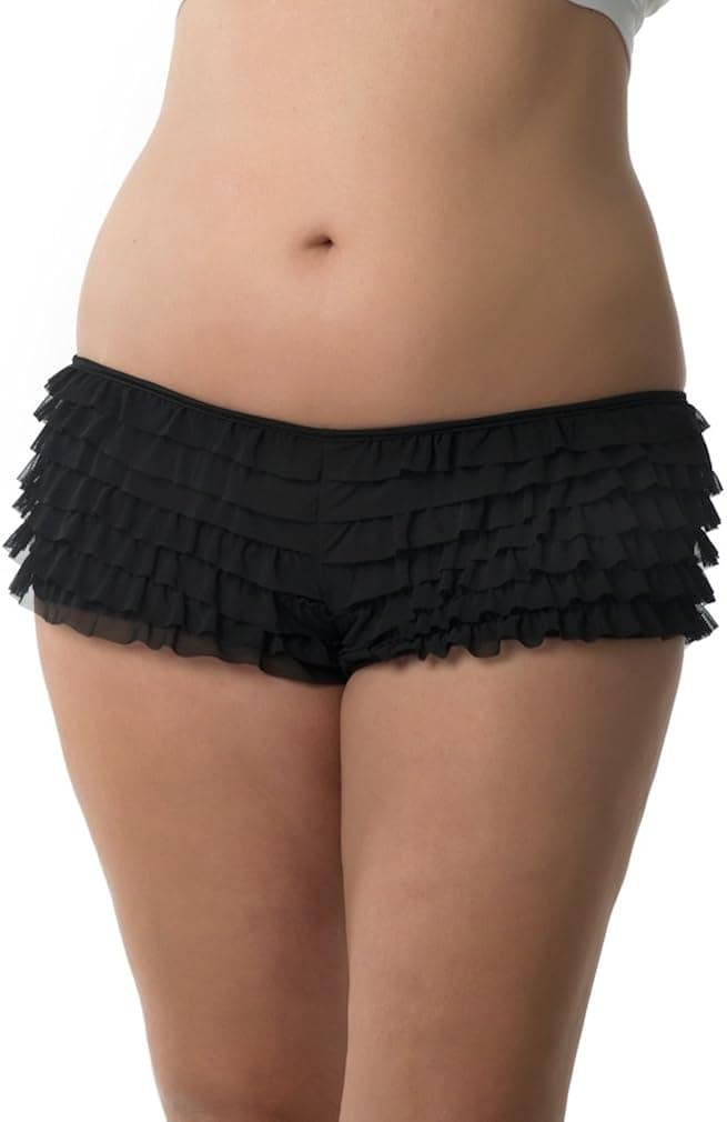 Velvet Kitten Plus Size Black Ruffle Boyshorts for Women 1000x