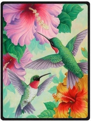 Fashion press Creative Blanket Hummingbird Art Blanket 58x80 Inch Fleece Blanket Sheet Throw Bedding Blanket Fleece Throw Blanket Baby Blanket Travel Blanket Indoor / Outdoor