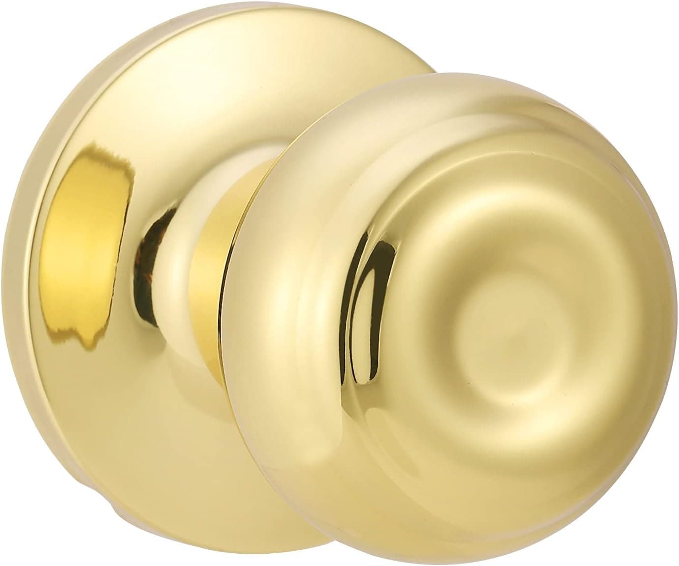 Amazon Basics Closet Door Knob, Classic, Polished Brass
