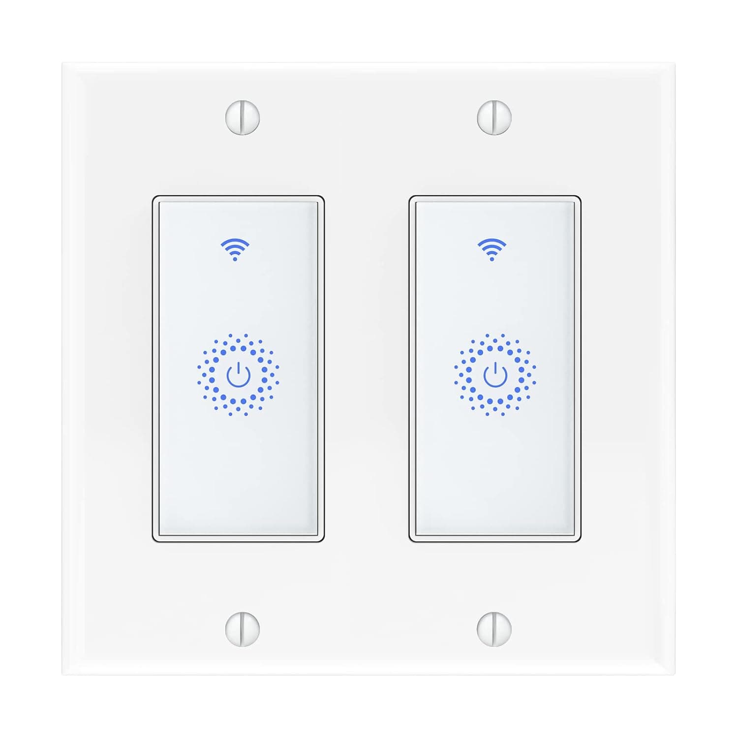 KKCOOL Smart Switch 2 Gang, Smart Light Switch 2 Gang, Work with Alexa and Google Home, Voice and Remote Control, 2.4Ghz Wi-Fi Smart Light Switch, No Hub Required, Neutral Wire Required, KS-602