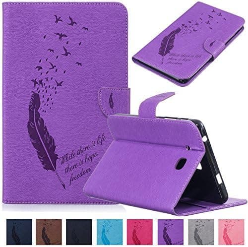 UUcovers Galaxy Tab A 7.0 inch Tablet Case (SM-T280/T285),PU Leather & Soft TPU Back Shockproof Shell with Card Slots Pencil Holder [Magnetic Cloure] for Samsung Galaxy Tab A 7.0 (2016), Purple