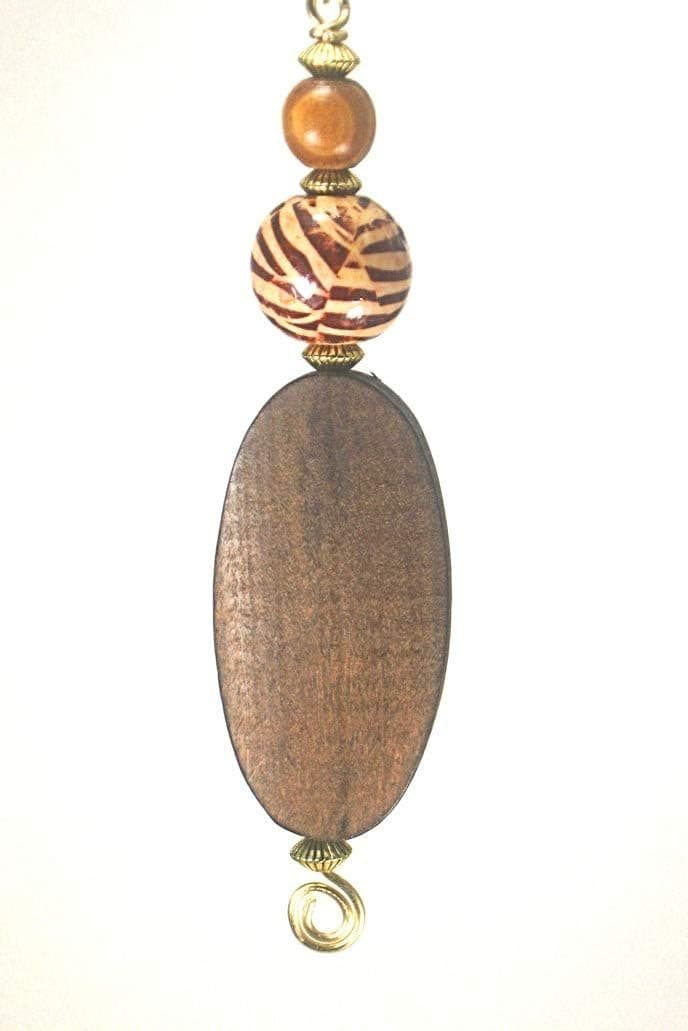 Large Teardrop Dark Brown Wood and Zebra Print Design Ceiling Fan Pull Chain