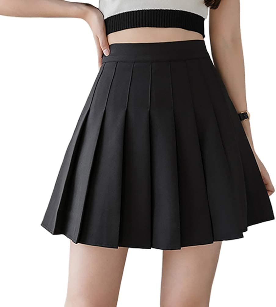 MINUOYI Sports High Waist with Underpants Tennis School Cheerleader Pleated Skirt