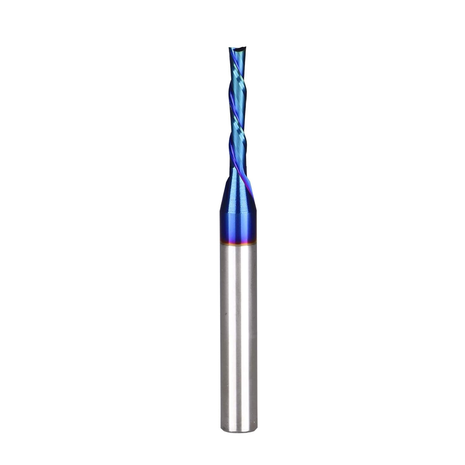 Jiiolioa X2112G Spiral CNC Router Bit 1/8 inch Cutting Dia 1/4 inch Shank with Down Cut Solid Carbide End Mill for Wood Cut Carving Engraving