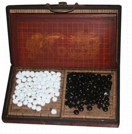 Asian Home Collectible Chinese Antique Style Go Game Set W. Leather Case