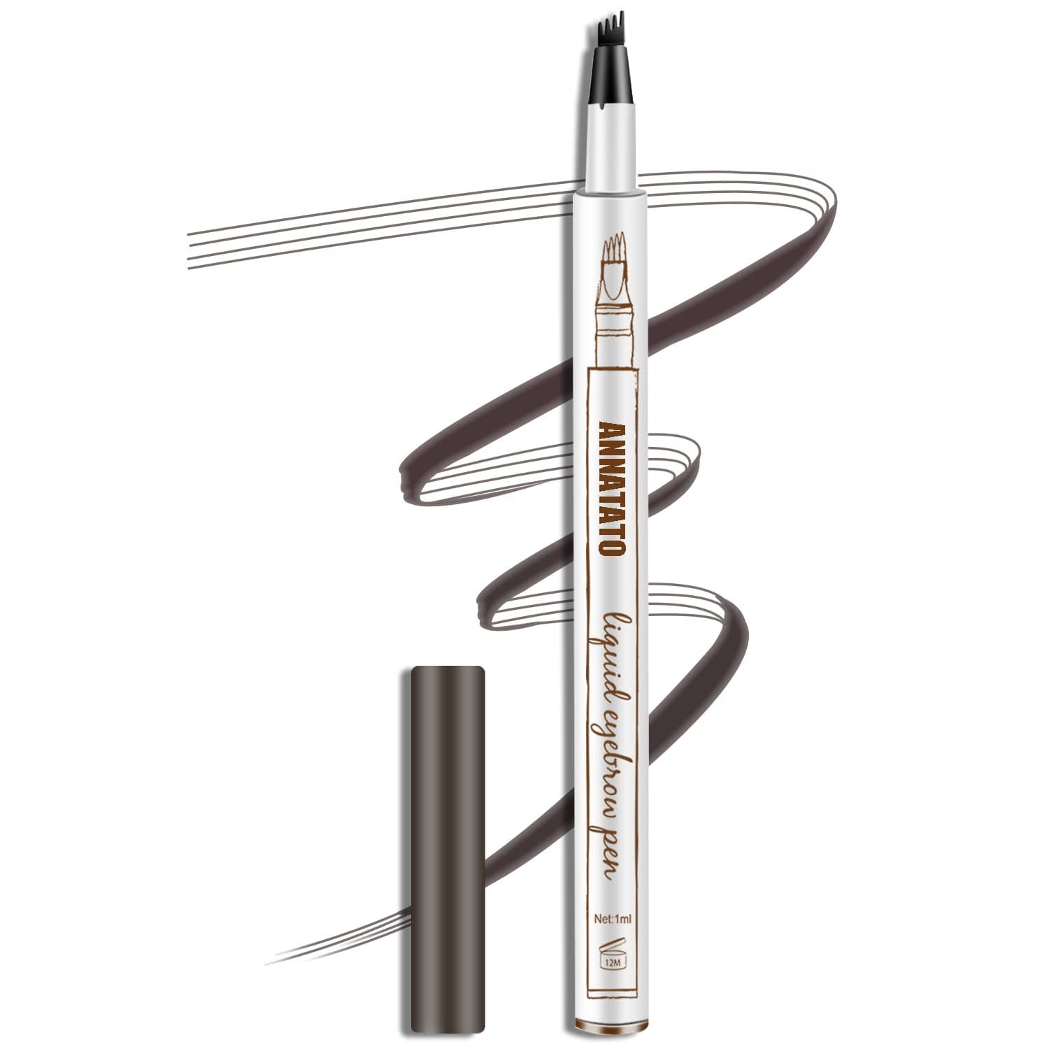 BEAUTY Eyebrow Pencil, Upgrade Eyebrow Pen with a Micro-Fork Tip Applicator Creates Natural Eyebrow Makeup (Dark Grey)