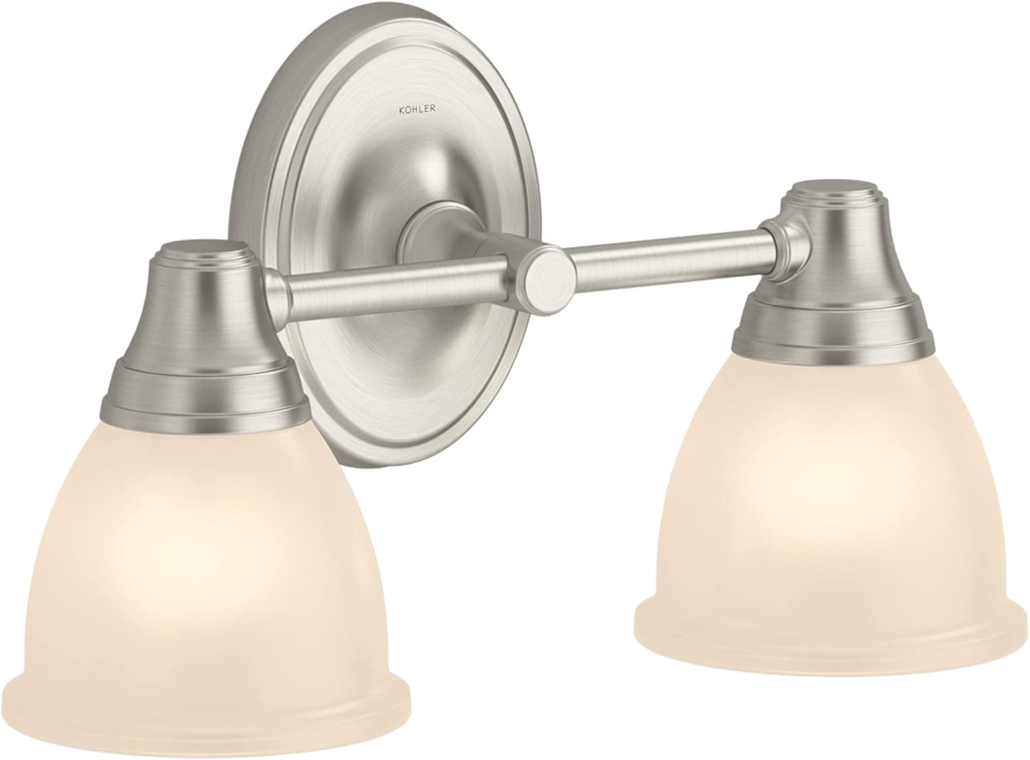 Kohler 11366-BNL Forté Bathroom Vanity Fixture, Double Wall Sconce Lighting, Position Facing Up or Down, UL Listed, 2, Brushed Nickel
