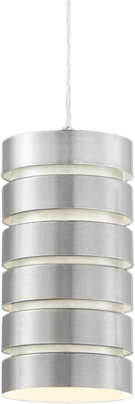 Kira Home Aura 9.5" Modern Industrial Pendant Light + Cylinder Metal Shade, Adjustable Height, Brushed Nickel Steel Finish