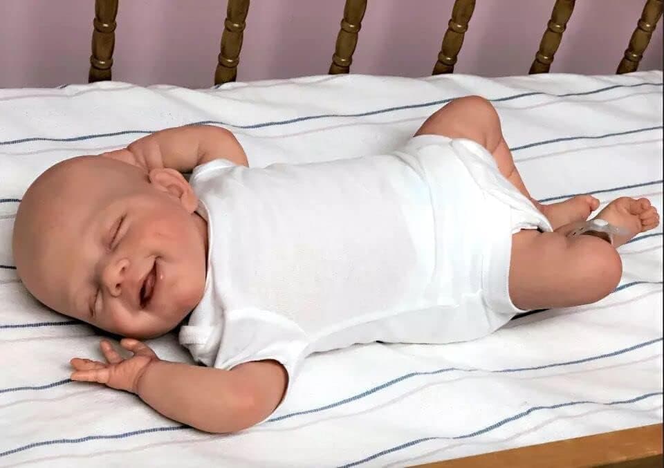 Zero Pam Realistic Newborn Baby Dolls Silicone Full Body Sleeping 19 Inch Lifelike Reborn Baby Dolls Smiling Handmade Weighted Body Newborn Preemie Baby Real Looking Anatomically Correct Boy Bath
