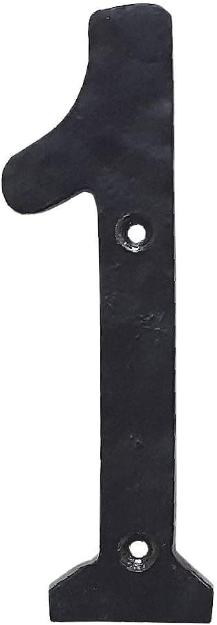 Cerus Original Rustic Finish Cast Iron House Address Number for Outside or Inside, Decorative Mailbox Number for Outside, Maximum Rust Protection, 5.5 inches, Black (Number 1)