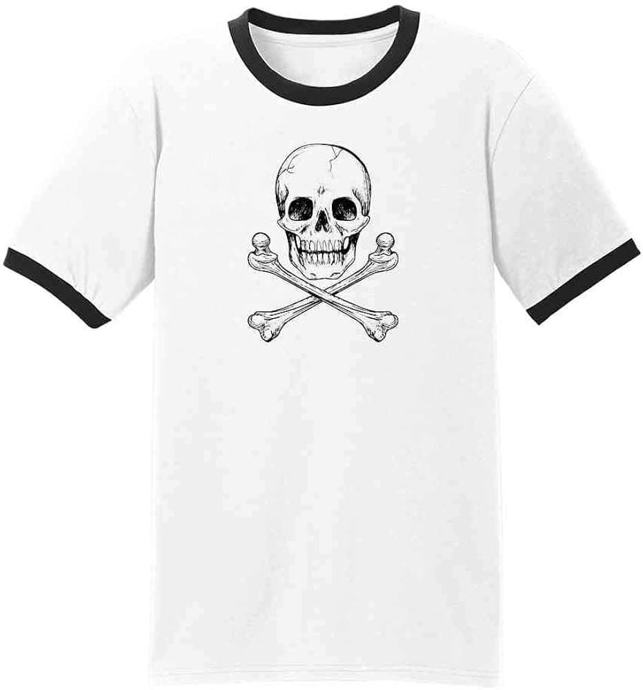 Pop Threads Skull and Cross Bones Poison Classic Retro Creepy Horror Halloween Graphic Tee T-Shirt for Men