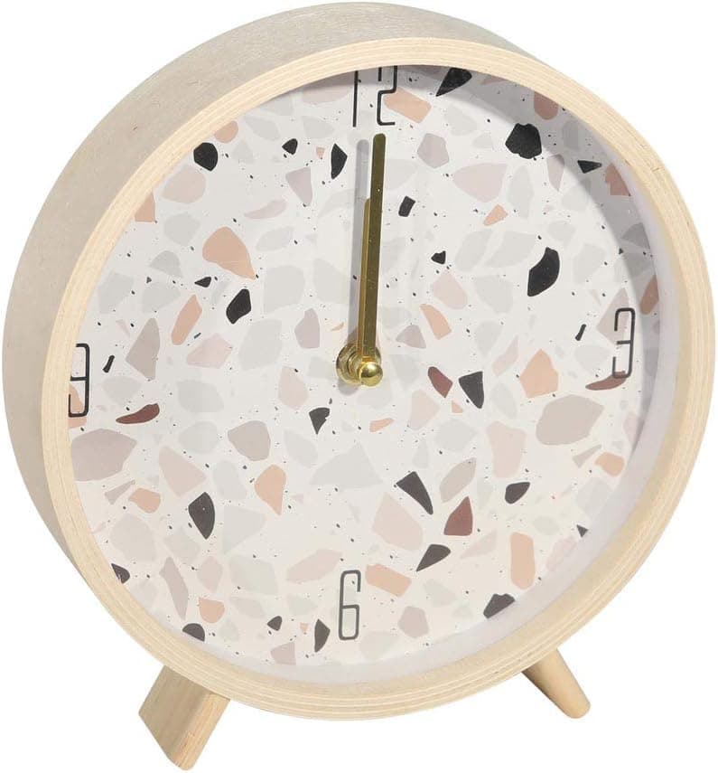 The Bridge Collection Wooden Terrazzo Desk Clock