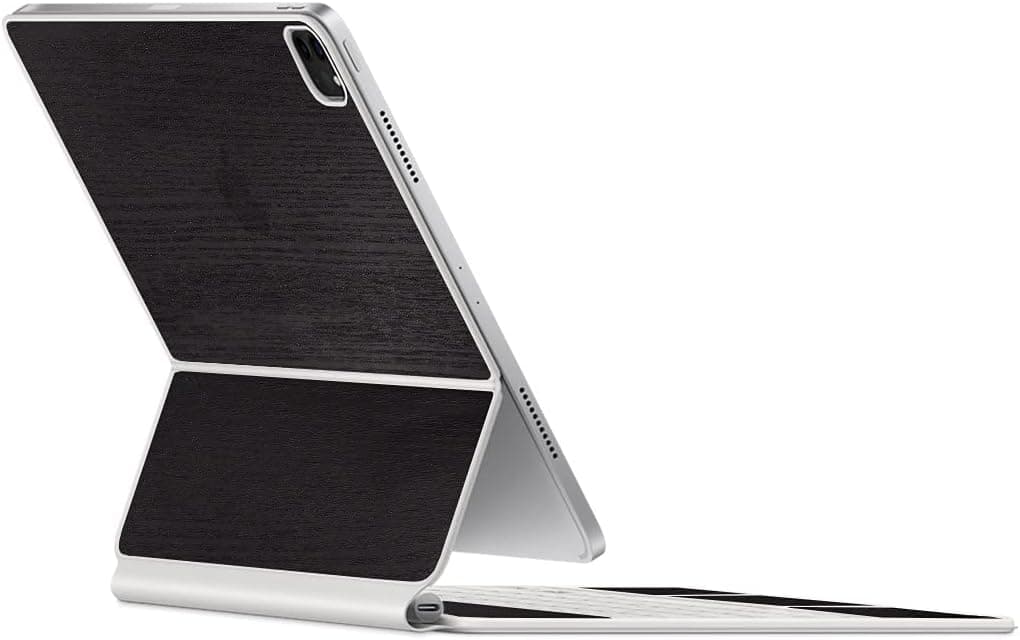 SopiGuard Skin for 2021 Magic Keyboard Case 12.9 Precision Edge-to-Edge Vinyl Sticker Top, Keyboard, and Rear Panel (Wood Black)